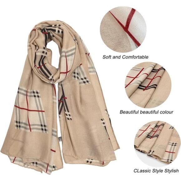 Women's Scarves Light Soft Fashion Khaki - Picture 3 of 6
